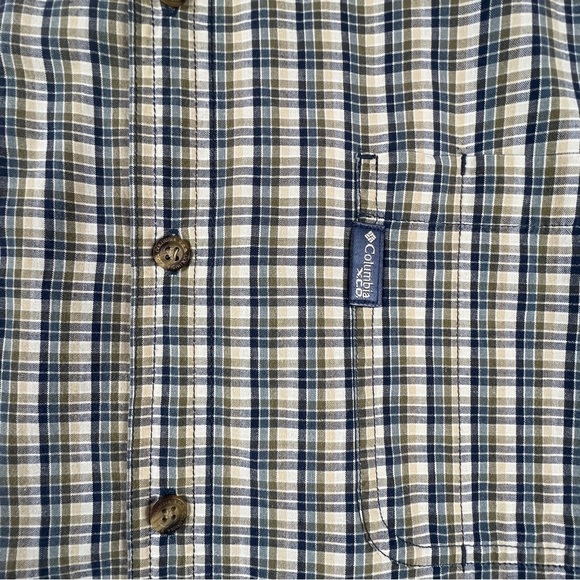 Columbia XCO Button Down Shirt Mens Sz Large Checker Long Sleeve Blues Greens - Picture 4 of 10